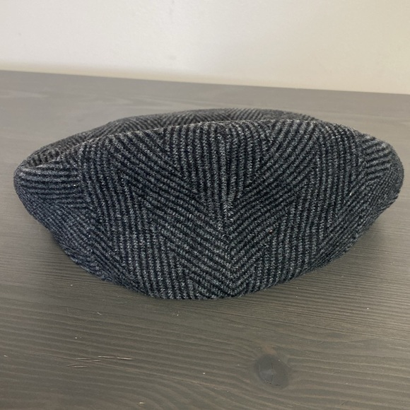 Stefeno Herringbone Cashmere Wool Blend Tweed Ascot Cap Newsboy Grey Size S - Picture 8 of 8